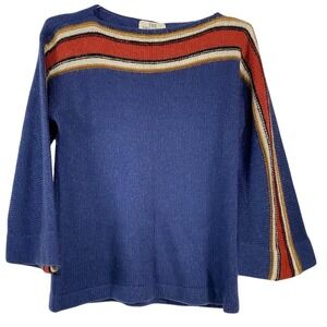 Vintage The Sweater Collection Sweater Womens Large Blue Mohair Blend Striped